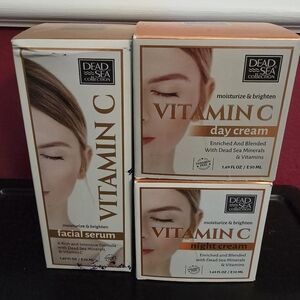 Dead Sea Collection Moisturize & Brighten Vitamin C Serum, Day & Night Cream Set
